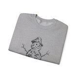 Surreal Christmas Sweatshirt, Snowman Mountain Illusion Art Crewneck, Christmas Gift, Winter Holiday Sweater