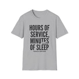 Hours of Service, Minutes of Sleep Shirt, Funny Truck Driver Shirt, Trucker Gift, Truck Driver Tee, CDL Driver Gift