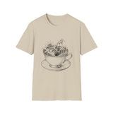 Surreal Tea Shirt, Teacup Whirlpool Illusion Art Tee, Tea Lover Gift, Vintage Engraving Tee