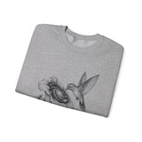 Surreal Bird Sweatshirt, Hummingbird Galaxy Illusion Art Crewneck, Bird Lover Gift, Birdwatching Tee
