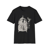 Surreal Bird Shirt, Birdcage Forest Illusion Art Tee, Bird Lover Gift, Birdwatching Tee