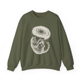 Surreal Cat Sweatshirt, Yarn Galaxy Illusion Art Crewneck, Cat Lover Gift, Vintage Engraving Cat Tee