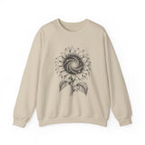 Surreal Garden Sweatshirt, Sunflower Galaxy Illusion Art Crewneck, Gardener Gift, Botanical Plant Tee