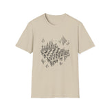 Surreal Chess Shirt, Chessboard in the Clouds Illusion Art Tee, Chess Player Gift, Board Game Tee