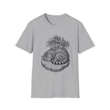 Surreal Cat Shirt, Cat Tree Rings Illusion Art Tee, Cat Lover Gift, Vintage Engraving Cat Tee