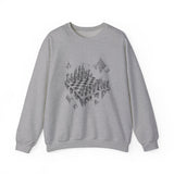Surreal Chess Sweatshirt, Chessboard in the Clouds Illusion Art Crewneck, Chess Player Gift, Board Game Tee