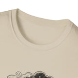 Surreal Coffee Shirt, Coffee Moon Illusion Art Tee, Coffee Lover Gift, Vintage Engraving Tee