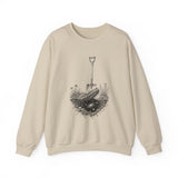 Surreal Garden Sweatshirt, Shovel Night Sky Illusion Art Crewneck, Gardener Gift, Botanical Plant Tee