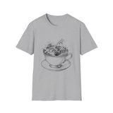Surreal Tea Shirt, Teacup Whirlpool Illusion Art Tee, Tea Lover Gift, Vintage Engraving Tee