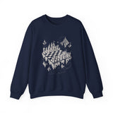 Surreal Chess Sweatshirt, Chessboard in the Clouds Illusion Art Crewneck, Chess Player Gift, Board Game Tee