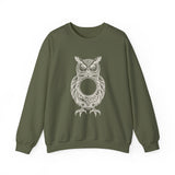 Surreal Bird Sweatshirt, Pocket Watch Owl Illusion Art Crewneck, Bird Lover Gift, Birdwatching Tee