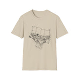 Surreal Travel Shirt, Map Ocean Waves Illusion Art Tee, Adventure Gift, Wanderlust Tee