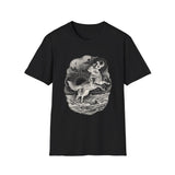Surreal Dog Shirt, Fetch the Sun Illusion Art Tee, Dog Lover Gift, Vintage Engraving Dog Tee