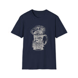 Surreal Coffee Shirt, Stormy Coffee Press Illusion Art Tee, Coffee Lover Gift, Vintage Engraving Tee