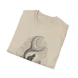 Surreal Cat Shirt, Cat Tail Crescent Moon Illusion Art Tee, Cat Lover Gift, Vintage Engraving Cat Tee