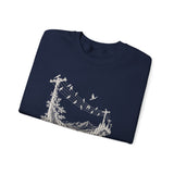 Surreal Music Sweatshirt, Birds on a Wire Melody Illusion Art Crewneck, Musician Gift, Piano Guitar Tee