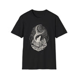 Surreal Cat Shirt, Cat Tail Crescent Moon Illusion Art Tee, Cat Lover Gift, Vintage Engraving Cat Tee