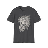 Surreal Music Shirt, Trumpet Garden Illusion Art Tee, Musician Gift, Piano Guitar Tee