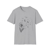 Surreal Garden Shirt, Dandelion Umbrellas Illusion Art Tee, Gardener Gift, Botanical Plant Tee