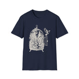 Surreal Bird Shirt, Birdcage Forest Illusion Art Tee, Bird Lover Gift, Birdwatching Tee