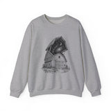 Surreal Farmer Sweatshirt, Starry Barn Illusion Art Crewneck, Farmer Gift, Farm Tee, Vintage Engraving Tee