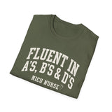 Fluent in A's, B's & D's Shirt, Funny NICU Nurse Shirt, Neonatal Nurse Gift, NICU Christmas Tee, Nurse Gift
