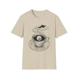 Surreal Coffee Shirt, Coffee Moon Illusion Art Tee, Coffee Lover Gift, Vintage Engraving Tee