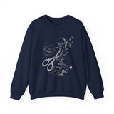 Surreal Sewing Sweatshirt, Scissors Swallows Illusion Art Crewneck, Seamstress Gift, Quilter Tee, Vintage Engraving Tee