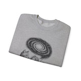 Surreal Cat Sweatshirt, Yarn Galaxy Illusion Art Crewneck, Cat Lover Gift, Vintage Engraving Cat Tee