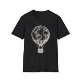 Surreal Travel Shirt, Globe Hot Air Balloon Illusion Art Tee, Adventure Gift, Wanderlust Tee