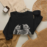 Surreal Cat Sweatshirt, Fishbowl Ocean Illusion Art Crewneck, Cat Lover Gift, Vintage Engraving Cat Tee
