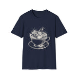 Surreal Tea Shirt, Teacup Whirlpool Illusion Art Tee, Tea Lover Gift, Vintage Engraving Tee