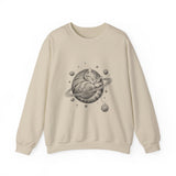 Surreal Cat Sweatshirt, Cat Planet Illusion Art Crewneck, Cat Lover Gift, Vintage Engraving Cat Tee