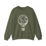 Surreal Travel Sweatshirt, Globe Hot Air Balloon Illusion Art Crewneck, Adventure Gift, Wanderlust Tee