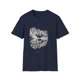 Surreal Paddler Shirt, Kayak to Mountain Illusion Art Tee, Kayaker Gift, Paddling Tee, Lake Life Gift