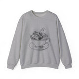 Surreal Tea Sweatshirt, Teacup Whirlpool Illusion Art Crewneck, Tea Lover Gift, Vintage Engraving Tee